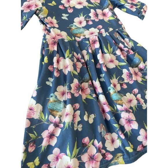 Bailey's Blossoms Blue Bird Floral Dress 12-18m - Picture 4 of 6